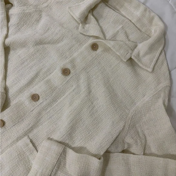 ZARA Textured Cream Button-Up Jacket - Picture 4 of 9